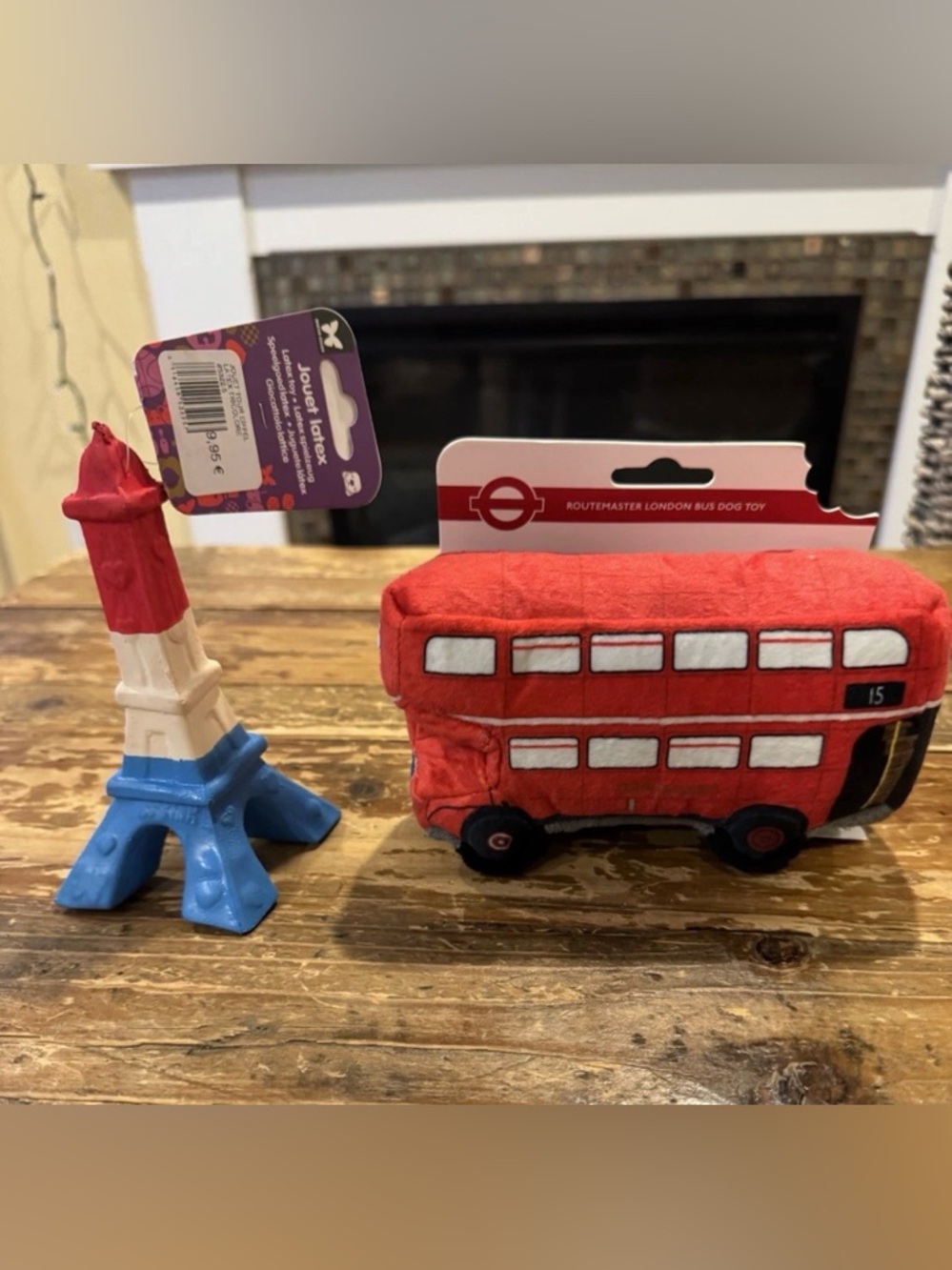 NWT London Toy Company Bus & Jouet Brand Eiffel Tower - Small Dog Squeaky Toys